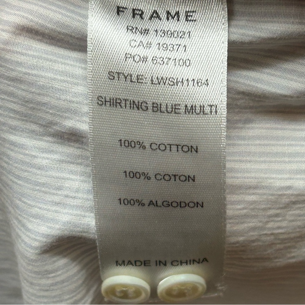 Frame cotton White Flutter Sleeve Button Down Shirt - Picture 4 of 4